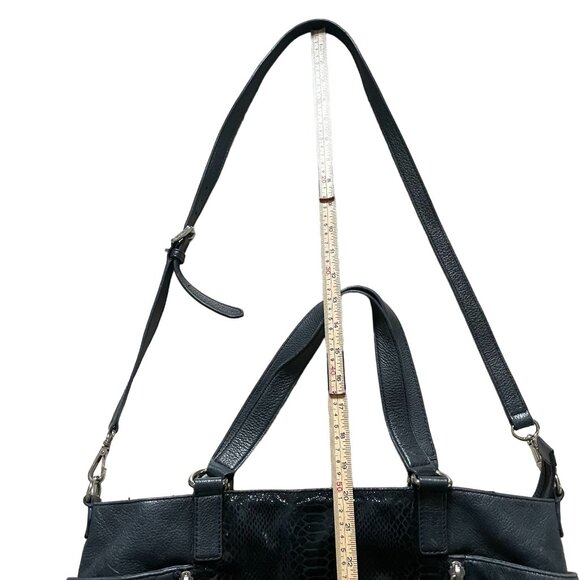 Michael Kors Women's Crossbody Shoulder Bag Pebbled Leather Python Snake Black - Picture 6 of 12